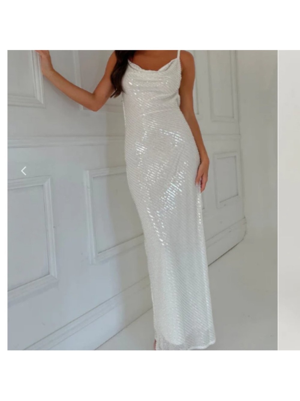 Marise Sequin Gown - White